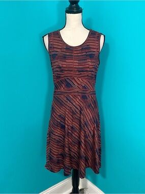 Title Nine M Multicolor Orange Blue Sleeveless A-Line Dress